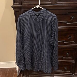Theory Dark blue and light blue Checkered Button Down Shirt size XXL